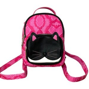 Betsey Johnson Cat Mini Backpack Pink Snakeskin Crossbody Y2K Novelty Bag